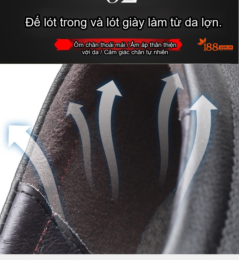Giày Tây Buộc Dây Nam Da Bò Chiều Cao Đế Khoảng 3cm Màu Đen chi tiết 13