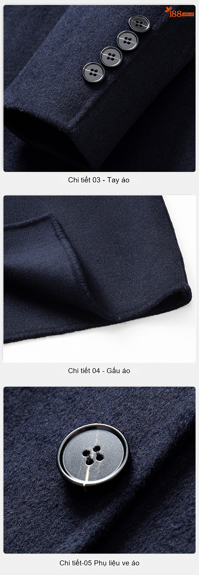 Áo Khoác Dạ Nam Hai Mặt Dáng Dài Vừa Phong Cách Business Casual Màu Đen, Xanh Navy chi tiết 18