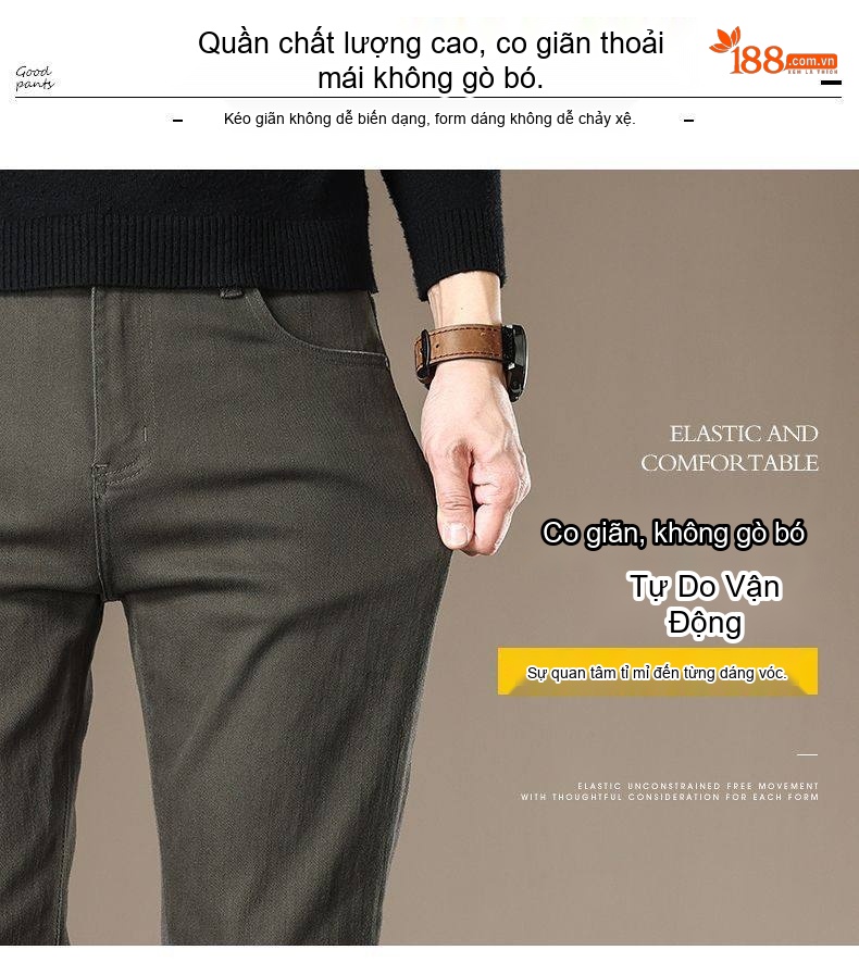 Quần Jean Nam Cotton Màu Trơn Dáng Ôm Vừa Vặn Co Giãn Tốt Màu Xám chi tiết 6