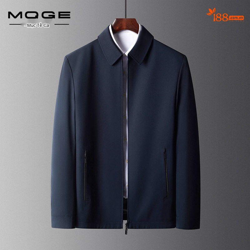 Áo Khoác Bomber Nam Cổ Bẻ Khóa Kéo Màu Đen, Xanh Navy, Xám