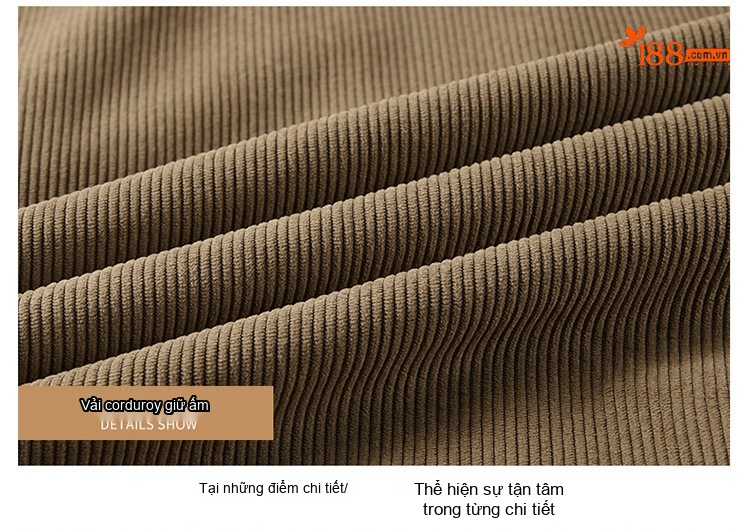 Áo Khoác Cotton Lông Cừu Nam Dáng Rộng Có Cổ Màu Nâu, Xanh Rêu, Đen chi tiết 27