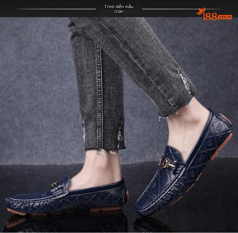 Giày Lười Nam Da Thật Cao Cấp Chiều Cao Đế Khoảng 2cm Màu Đen, Trắng, Xanh Navy chi tiết 18