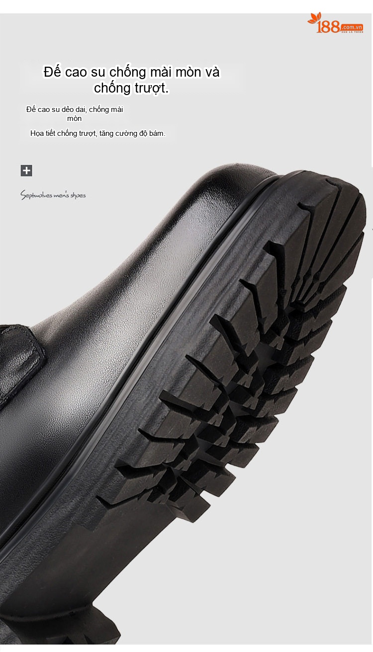 Boot Nam Da Thật Lông Cừu Giữ Ấm Chiều Cao Đế Khoảng 4cm Màu Đen chi tiết 20