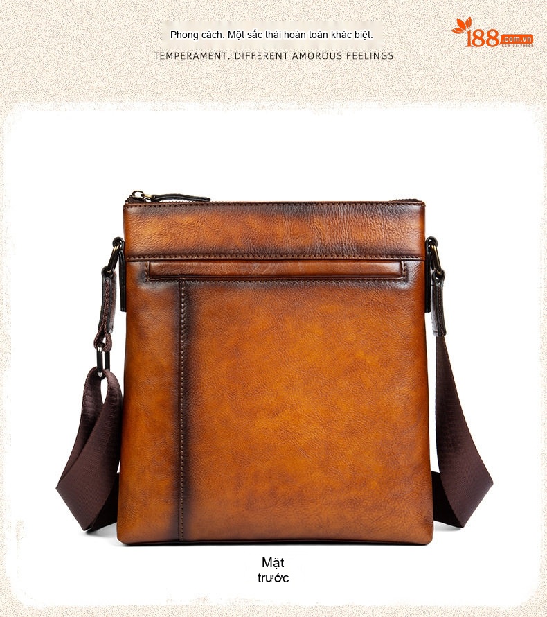 Túi Đeo Chéo Nam Da Thật Kiểu Âu Mỹ Retro Màu Nâu chi tiết 12
