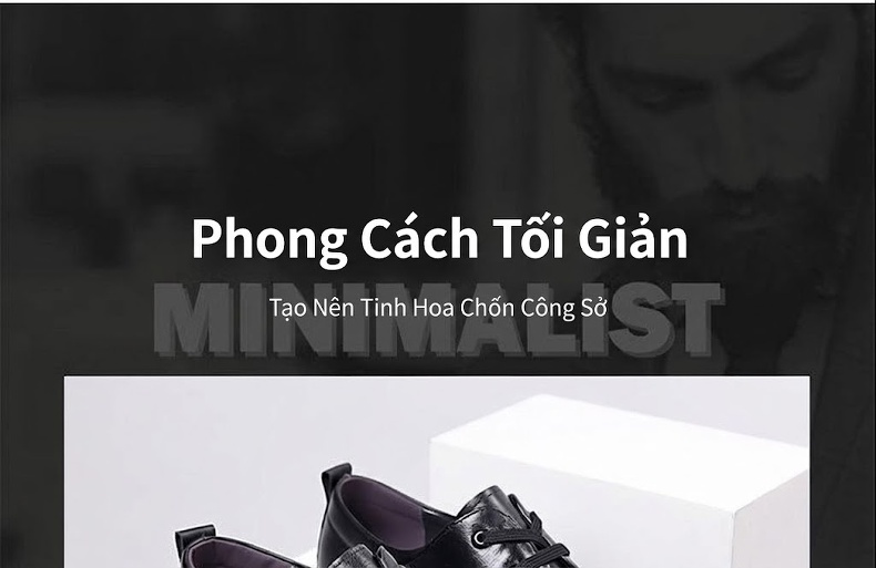 Giày Tây Buộc Dây Nam Da Bò Chiều Cao Đế Khoảng 3cm Màu Đen chi tiết 6