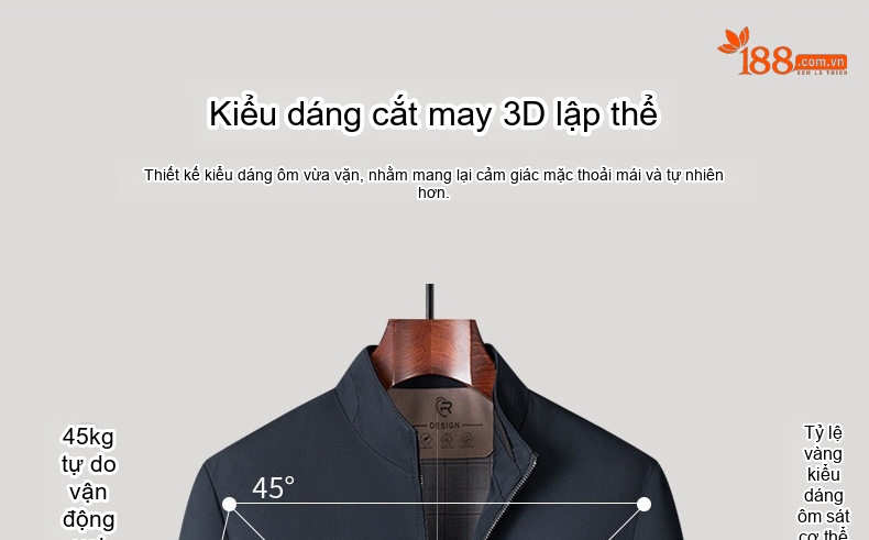 Áo Khoác Nam Cổ Trụ Mỏng Nhẹ Kiểu Dáng Ngắn Màu Xanh Navy chi tiết 7
