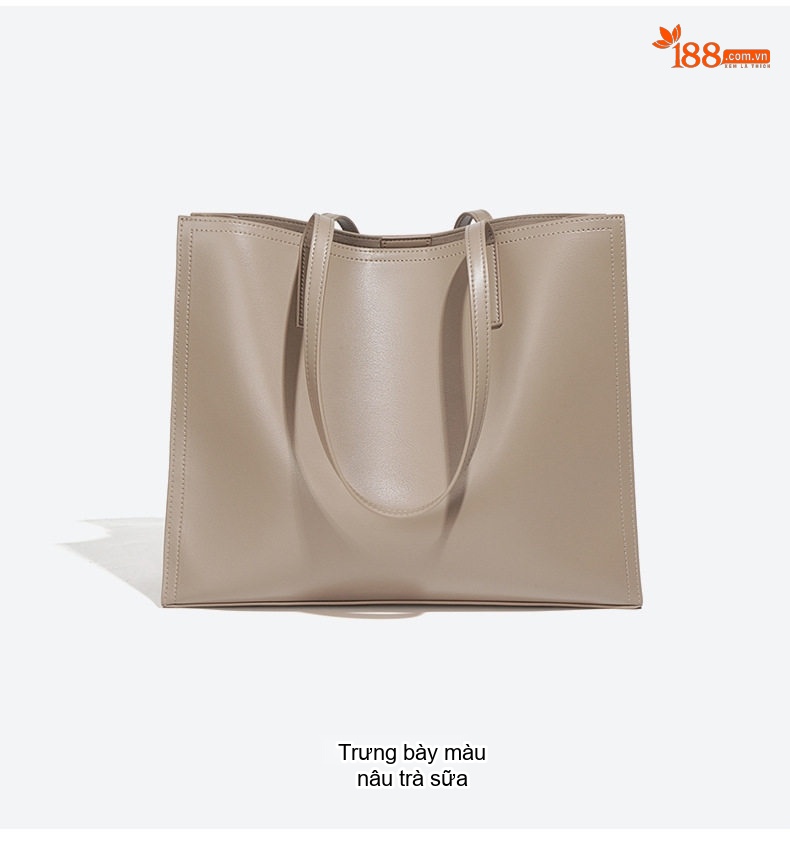 Túi Tote Nữ Da Bò Thiết Kế Nhỏ Gọn, Đựng Vừa A4, Đeo Vai Công Sở Màu Nâu, Be, Đen chi tiết 23