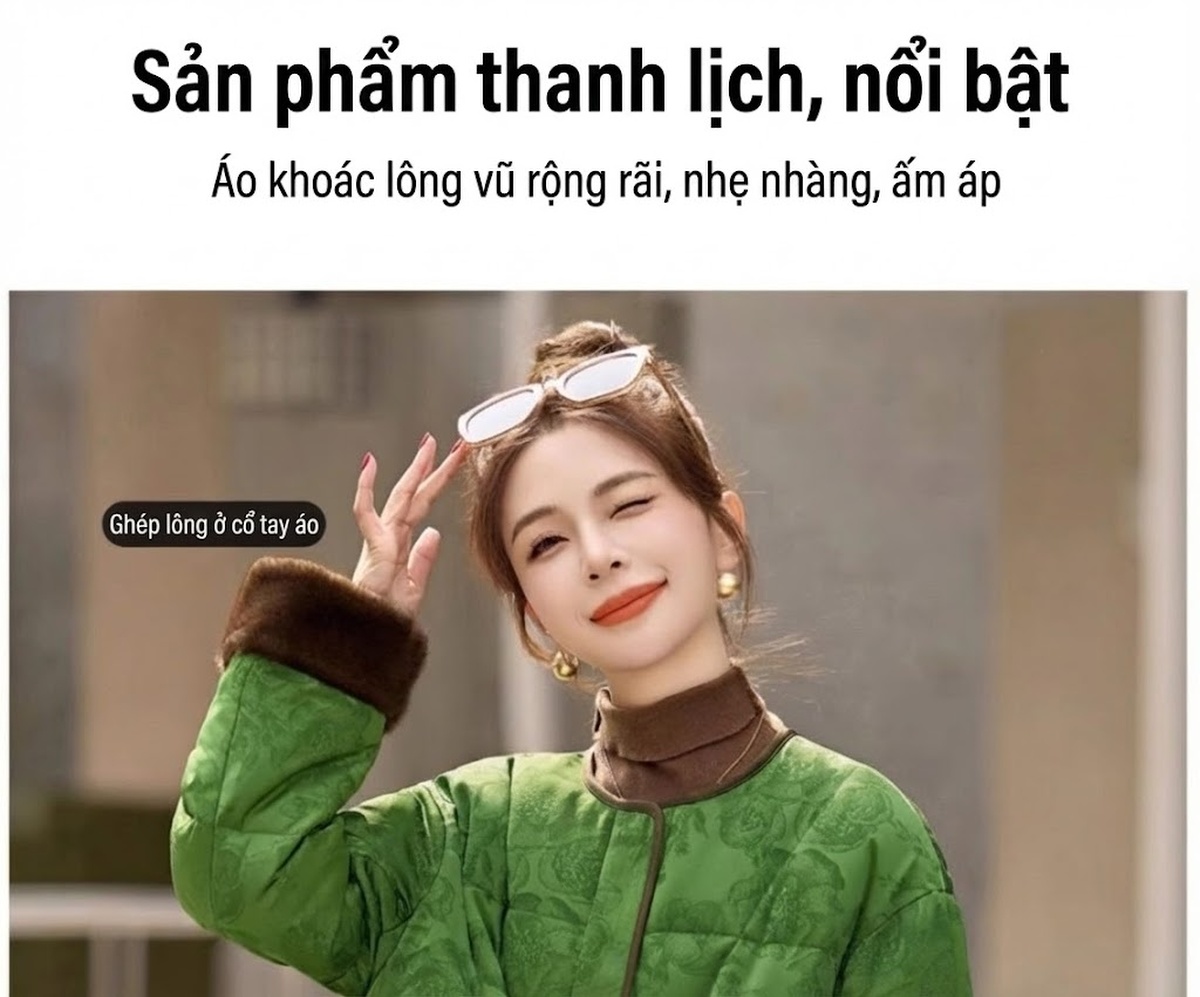 Áo Khoác Phao Nữ Quốc Phong Trung Hoa Cổ Điển, Nhồi Bông Trắng, Dáng Ngắn Màu Vàng, Hồng, Xanh Lá chi tiết 6