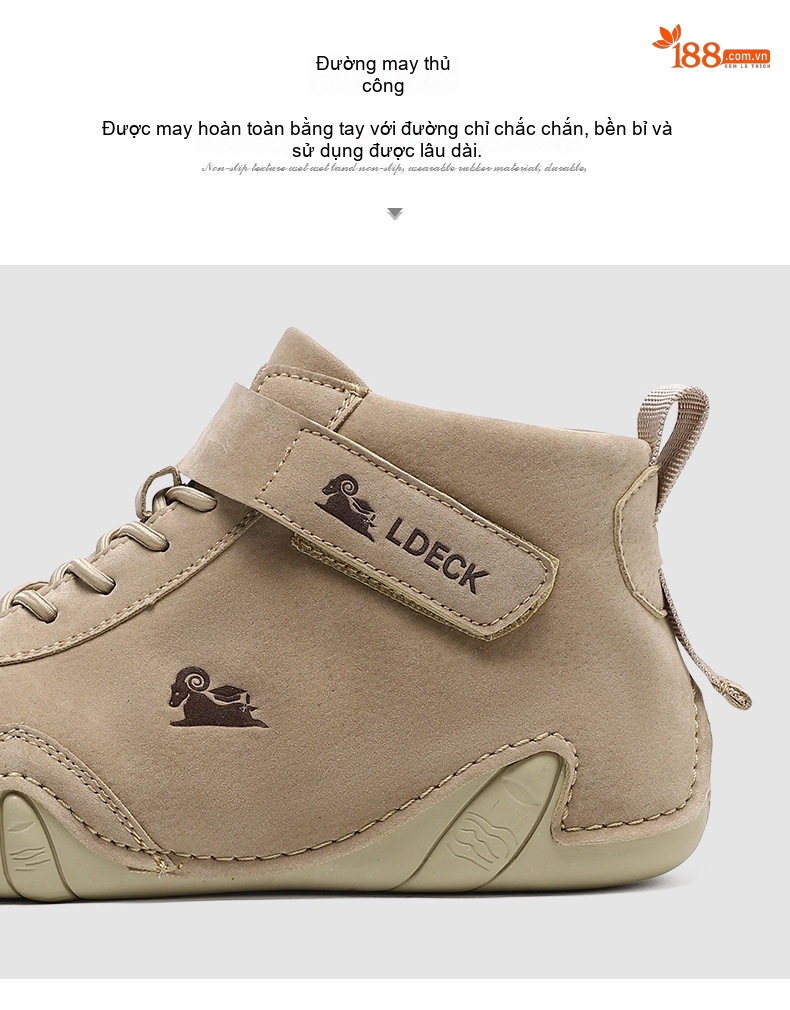 Giày Boot Martin Nam Cổ Cao Dây Buộc Da Mờ Phong Cách Thể Thao Chiều Cao Đế Khoảng 3cm Màu Be, Xám chi tiết 11