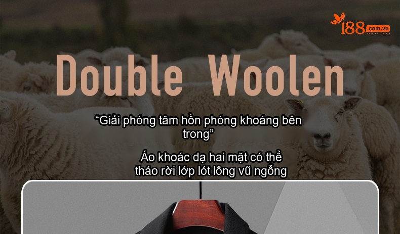Áo Khoác Dạ Nam Hai Mặt Lót Lông Vũ Có Thể Tháo Rời Màu Nâu, Đen chi tiết 1