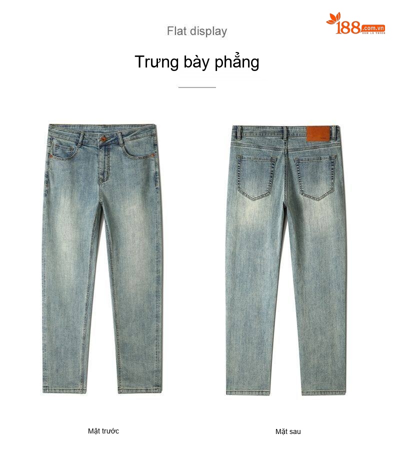 Quần Jean Nam Lyocell Ống Suông Nhỏ Dáng Lửng Màu Xanh Dương, Đen chi tiết 23