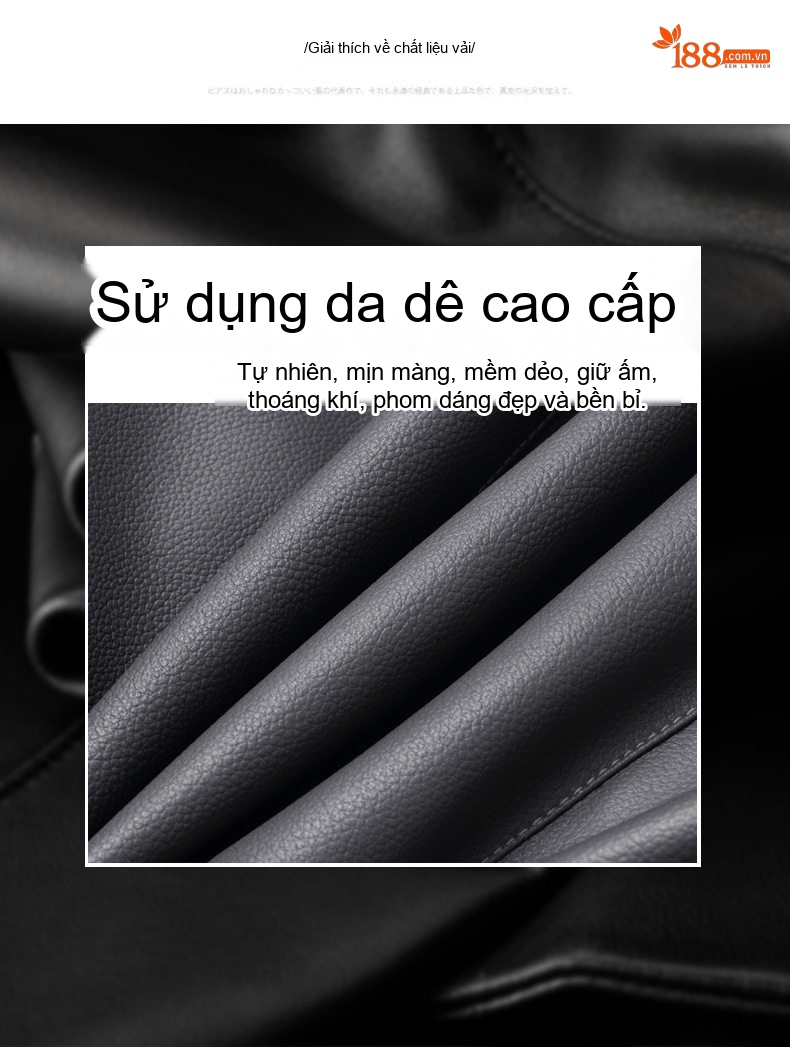 Áo Khoác Da Thật Nam Lót Lông Chồn Cổ Lông Sơn Dương Dáng Dài Màu Đen, Xám chi tiết 2