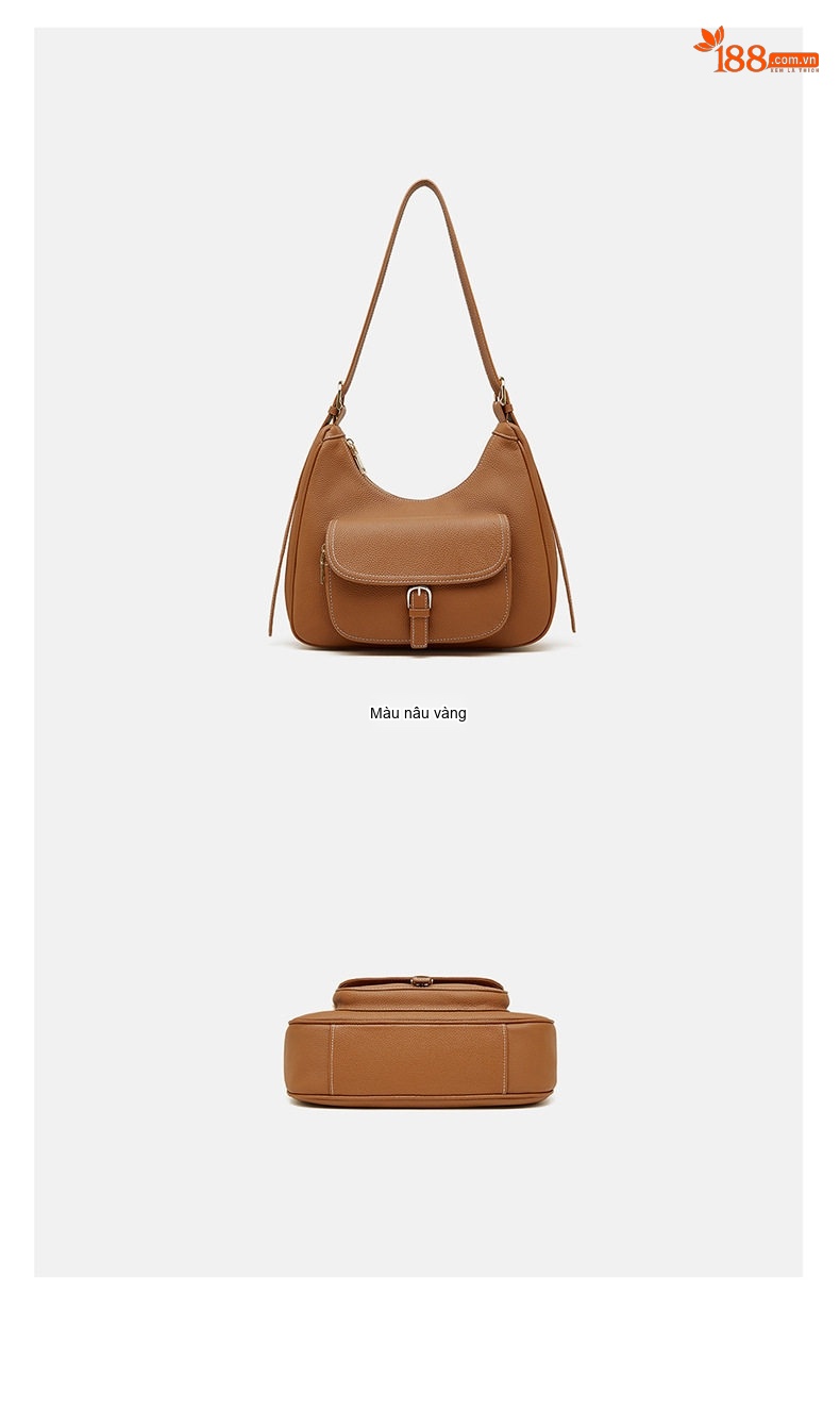 Túi Tote Da Bò Đeo Vai Nữ Sức Chứa Lớn Kiểu Dáng Saddle Màu Be, Đen chi tiết 32