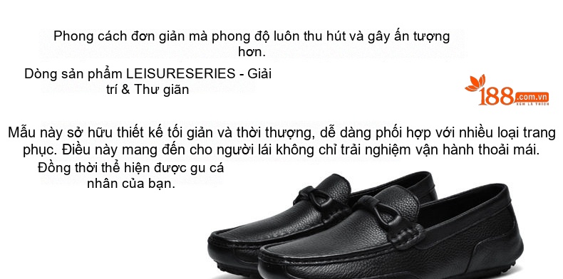 Giày Lười Nam Da Thật Chiều Cao Đế Khoảng 2cm Màu Đen, Trắng chi tiết 4