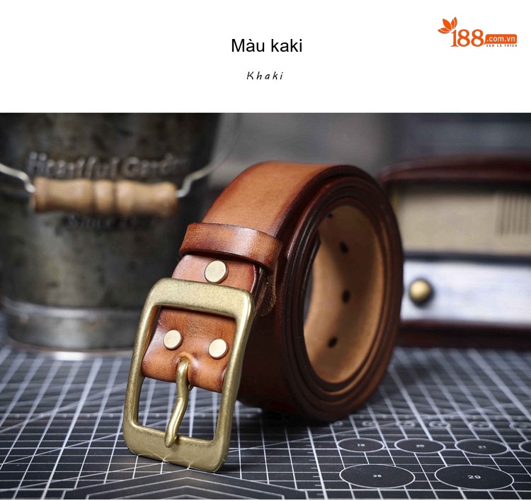 Thắt Lưng Nam Da Bò Thủ Công Khóa Kim Loại Màu Đen, Nâu, Vàng chi tiết 29