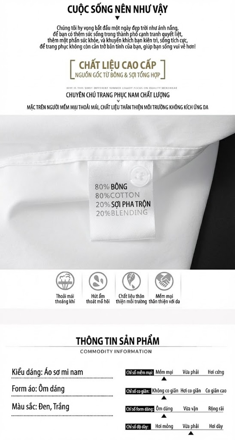 Áo Sơ Mi Tay Ngắn Nam Thêu Ong Vàng Cotton Cao Cấp Màu Trắng, Đen chi tiết 4