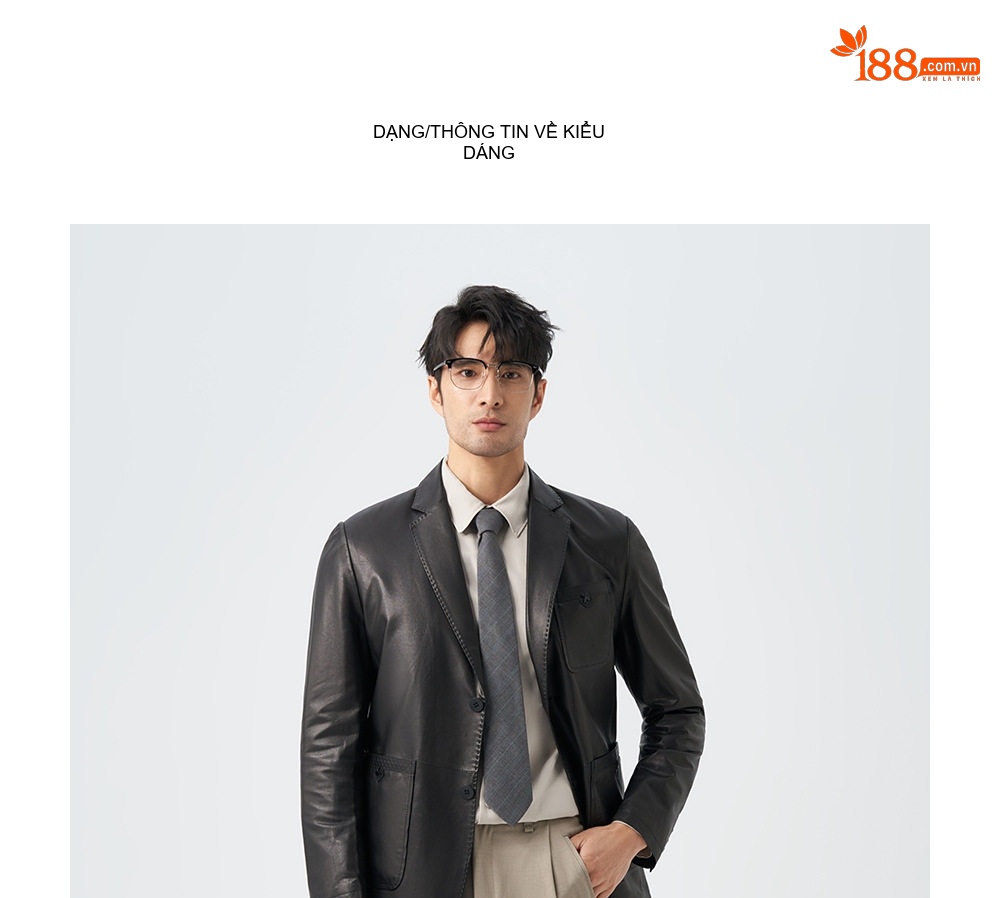 Áo Khoác Blazer Da Cừu Nam Kiểu Vest Công Sở Cao Cấp Màu Đen chi tiết 8