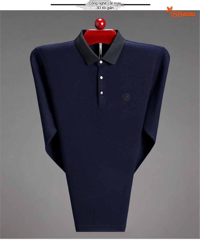 Áo Thun Polo Nam Tay Dài Cashmere Cổ Bẻ Phong Cách Doanh Nhân Màu Đen, Xám, Xanh Navy chi tiết 27