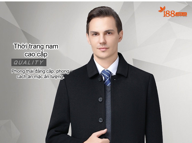 Áo Khoác Dạ Nam Lót Lông Vũ Dày Ấm Áp Màu Đen chi tiết 1