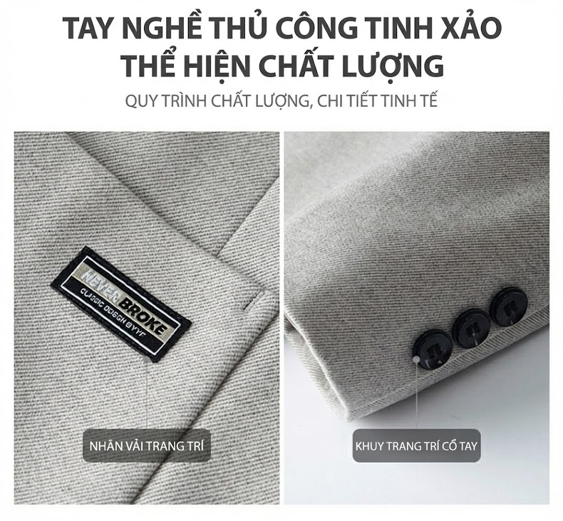 Áo Vest Nam Không Nhăn Phong Cách Công Sở Màu Đen, Nâu, Xám chi tiết 5