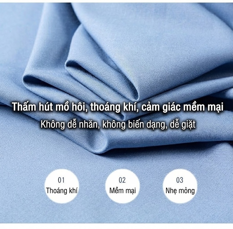Áo Sơ Mi Dài Tay Nam Thoáng Khí Mùa Hè Cotton Lụa Gân Màu Trắng, Hồng, Xám Xanh, Xanh Dương... chi tiết 4