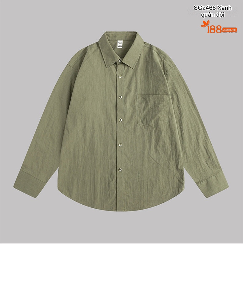 Áo Sơ Mi Dài Tay Nam Cotton Pha Polyester Mỏng Phong Cách Casual Màu Trắng, Đen, Xám, Xanh Quân Đội... chi tiết 14