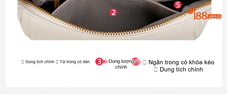 Túi Xách Nữ Da Bò Boston Pillow Cầm Tay Đeo Chéo Màu Trắng, Nâu, Đen chi tiết 9