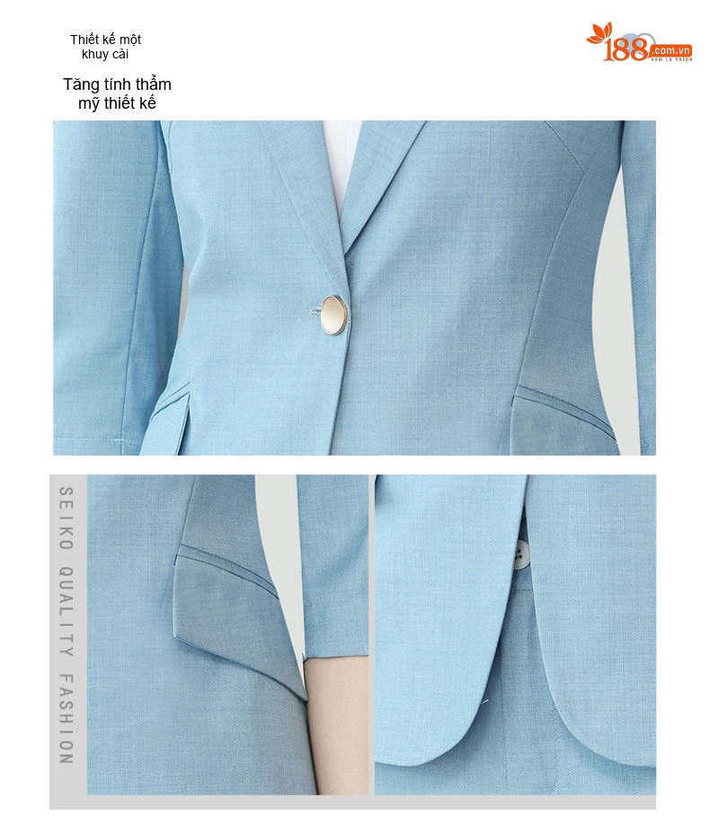 Bộ Vest Công Sở Nữ Tay Lỡ Phong Cách Hàn Quốc Màu Xám, Xanh Dương, Hồng, Nâu chi tiết 8