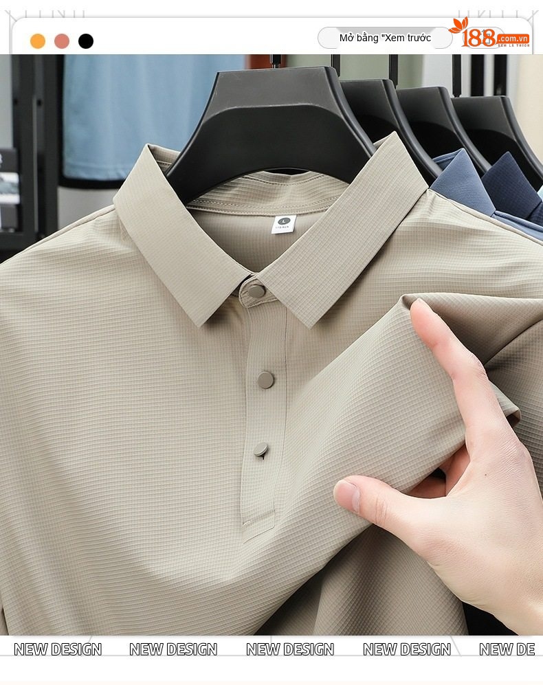 Áo Polo Nam Ngắn Tay Công Sở Thoáng Mát Kháng Khuẩn Chống Nhăn Chống Tia UV Màu Đen, Trắng, Nâu, Xám... chi tiết 1