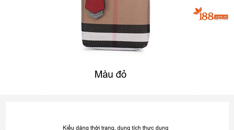 Túi Xách Nữ Vải Canvas Kẻ Ô Có Quai Xách Tay và Đeo Chéo Màu Nâu chi tiết 7
