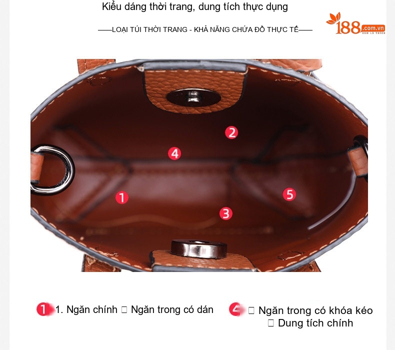 Túi Xách Nữ Vải Canvas Kẻ Ô Có Quai Xách Tay và Đeo Chéo Màu Nâu chi tiết 8