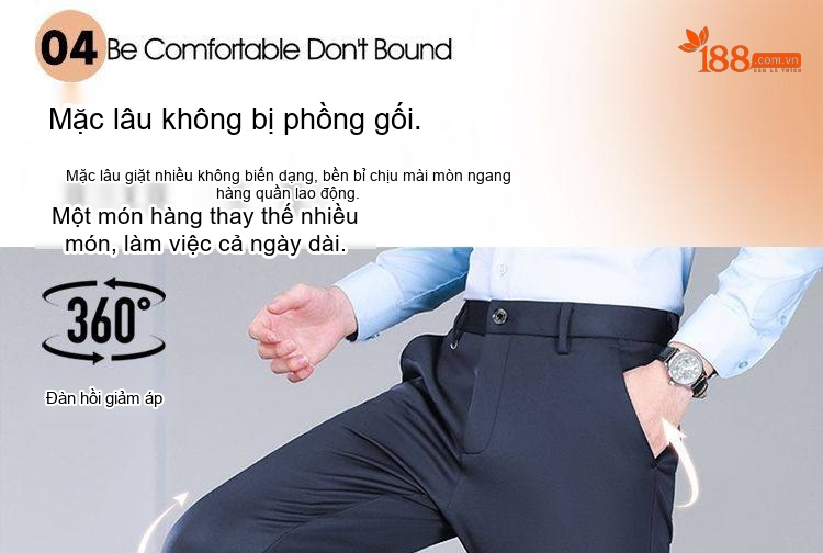 Quần Tây Nam Lông Cừu Dáng Suông Rộng Thoải Mái Chống Nhăn Màu Đen, Xanh Navy, Xám chi tiết 16