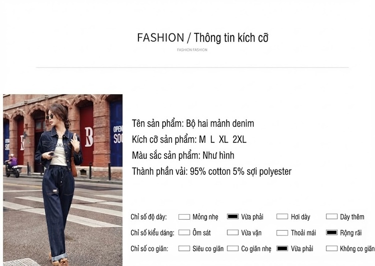 Bộ Quần Áo Nữ Thu Đông Áo Khoác Jean Quần Dài Dáng Rộng Thời Trang chi tiết 7