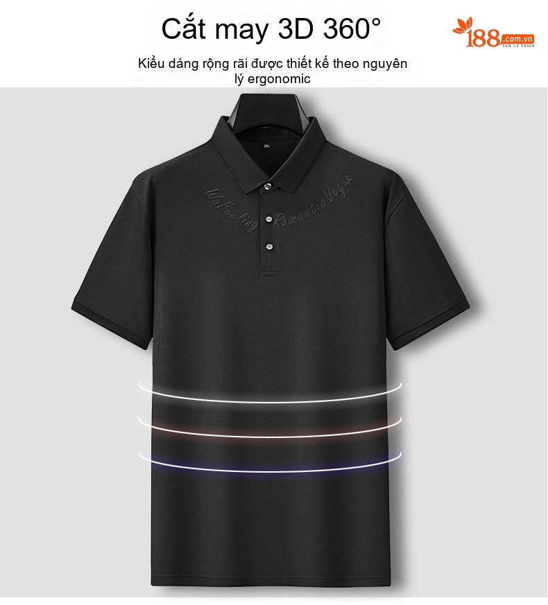 Áo Thun Polo Nam Cỡ Lớn Cotton Pima Tay Ngắn Mùa Hè Màu Đen, Nâu chi tiết 9
