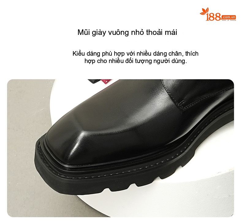Giày Tây Nam Da Thật Magic Tape Chiều Cao Đế Khoảng 4cm Màu Đen, Nâu chi tiết 3