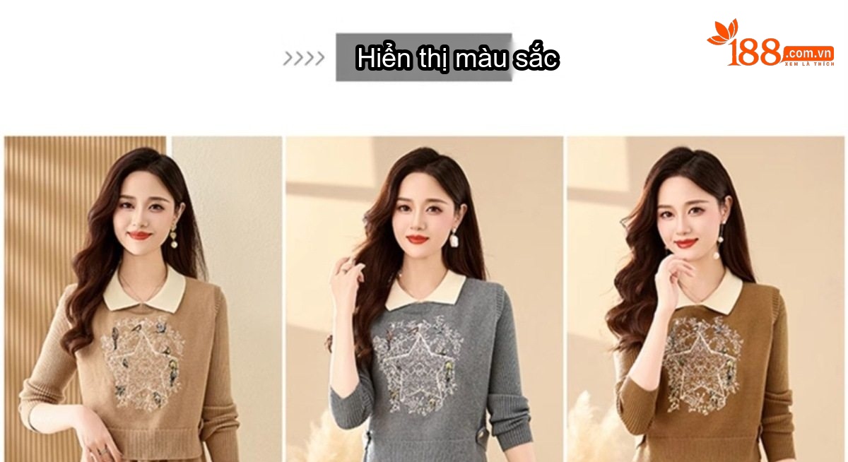 Set Bộ Dệt Kim Áo Và Chân Váy Dáng Dài Thêu Họa Tiết Phong Cách Thời Trang Màu Nâu, Xám chi tiết 1