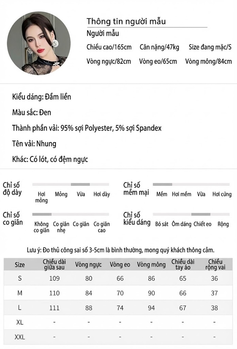 Váy Đầm Nữ Pháp, Sexy, Ren, Lưới, Ôm Dáng, Đính Kim Sa, Nhung, Xẻ Tà Màu Đen chi tiết 2