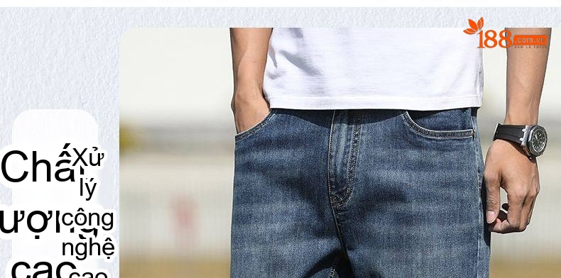 Quần Jean Nam Ống Đứng Dáng Rộng Co Giãn Thoải Mái Màu Xanh Đậm, Xanh Nhạt chi tiết 23