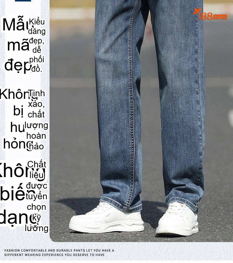 Quần Jean Nam Ống Đứng Dáng Rộng Co Giãn Thoải Mái Màu Xanh Đậm, Xanh Nhạt chi tiết 24