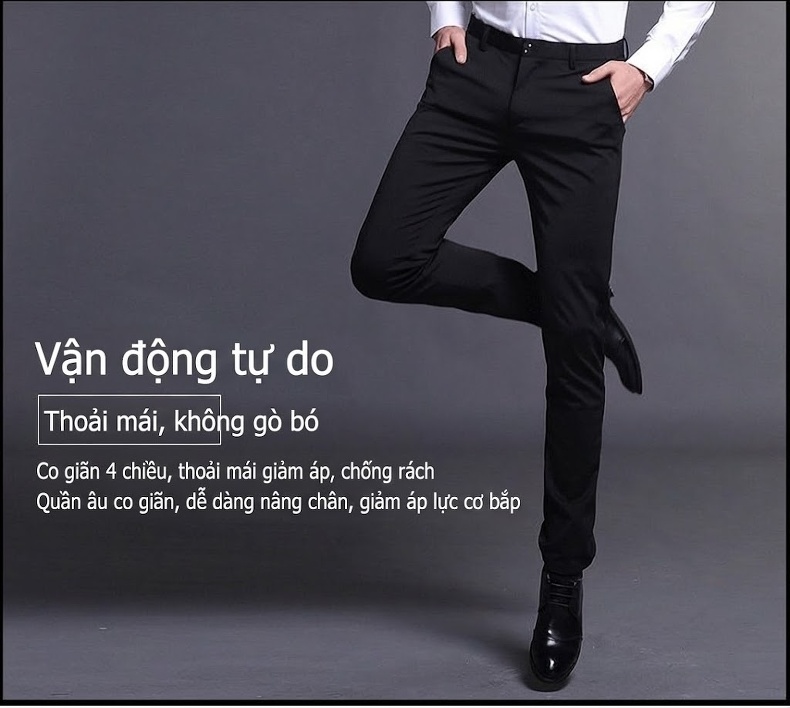 Quần Âu Nam Dáng Ôm Lót Lông Dày Dặn Phong Cách Hàn Quốc Màu Đen, Xanh Navy chi tiết 7