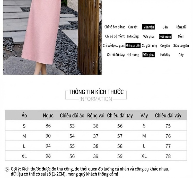 Set Áo Blazer và Chân Váy Công Sở Thanh Lịch Màu Trắng, Xanh, Hồng, Đen chi tiết 1