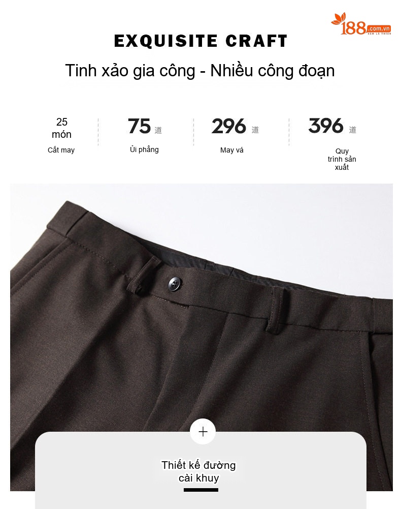 Bộ Vest Nam Cổ Điển Dáng Ôm Vừa Vặn Màu Nâu chi tiết 5