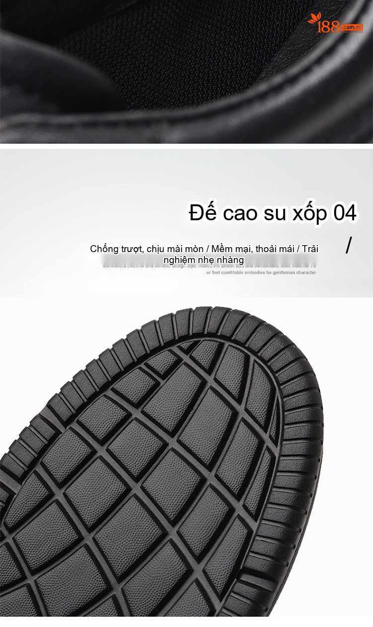 Giày Thể Thao Nam Da Bò Chiều Cao Đế Khoảng 4cm Màu Đen, Nâu chi tiết 13