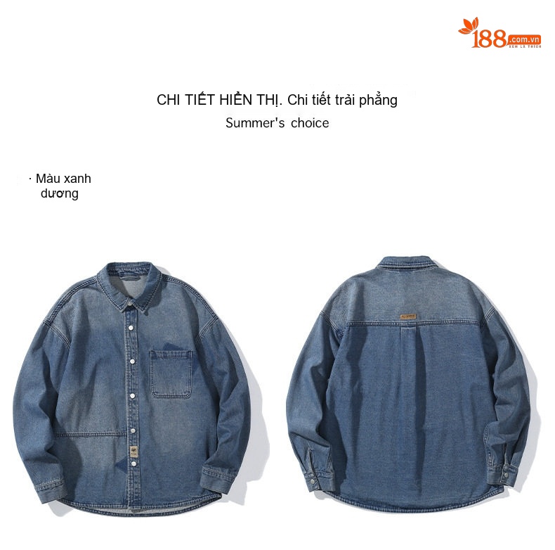 Áo Khoác Jean Nam Dáng Rộng Phong Cách Mỹ chi tiết 12