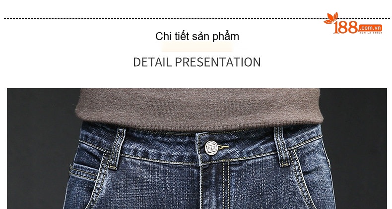 Quần Jean Nam Dáng Suông Lót Lông Dày Dặn Co Giãn Thoải Mái Phong Cách Lịch Lãm Màu Xanh chi tiết 17