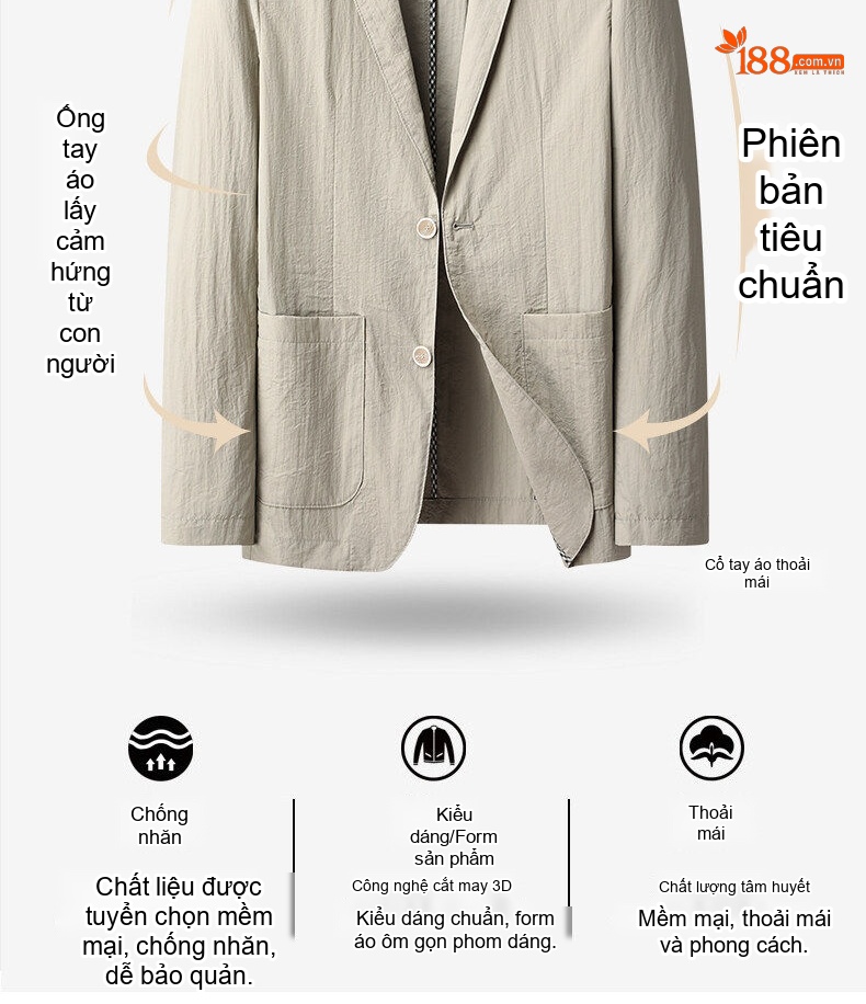 Áo Vest Nam Vải Mềm Mại Kiểu Dáng Casual Màu Trắng, Xanh Navy, Kem, Đen chi tiết 4