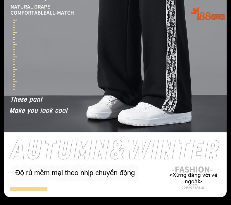 Quần Ống Rộng Nam Dáng Thể Thao Phong Cách Hip Hop, Nối Dây Đai, Ống Suông Thoải Mái chi tiết 2