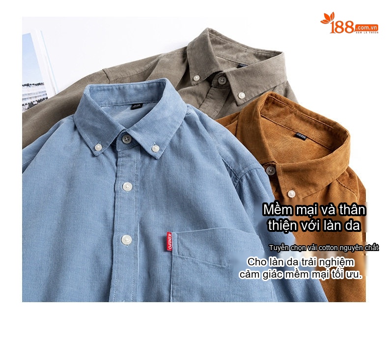 Áo Sơ Mi Dài Tay Nam Cotton Gân Nhỏ Dáng Ôm Thời Trang Công Sở Màu Xám, Trắng, Xanh Navy, Xanh Da Trời, Nâu... chi tiết 7