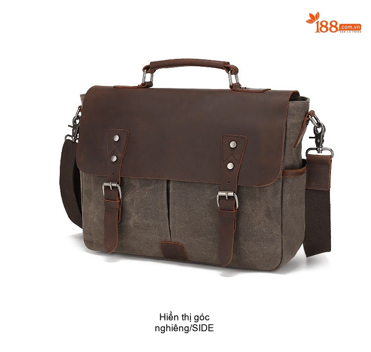 Túi Đeo Chéo Nam Nữ Da Thật Vải Canvas Phong Cách Retro chi tiết 16
