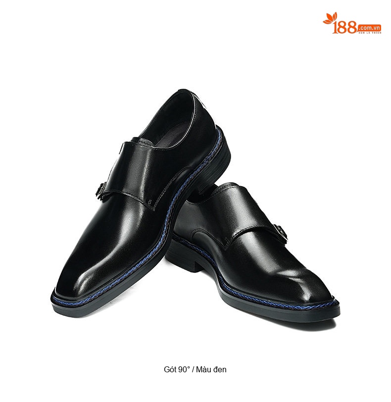 Giày Monkstrap Khóa Cài Nam Da Bò Mũi Vuông Chiều Cao Đế Khoảng 3cm Màu Đen, Nâu chi tiết 12